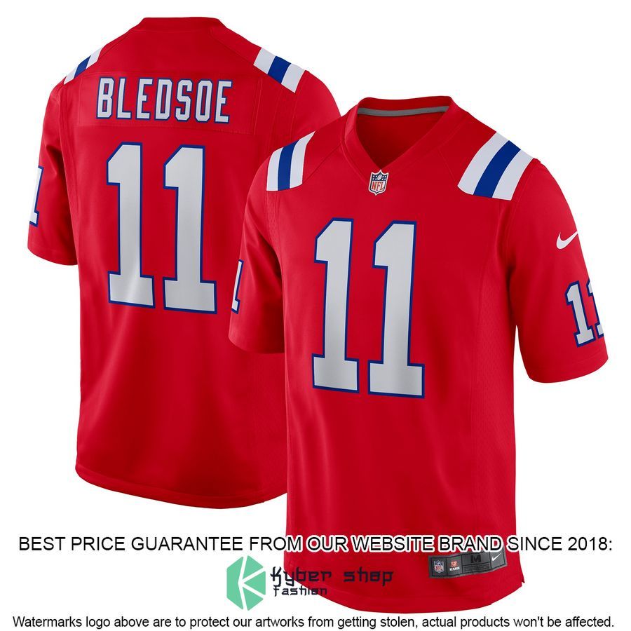 Drew Bledsoe New England Patriots Retired Alternate Red Football Jersey 4 Drew Bledsoe New England Patriots Retired Alternate Red Football Jersey word2