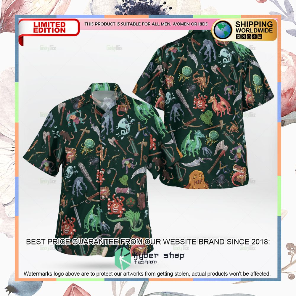 Dungeons & Dragons Monsters Weapons Hawaiian Shirt 6 Dungeons & Dragons Monsters Weapons Hawaiian Shirt word3