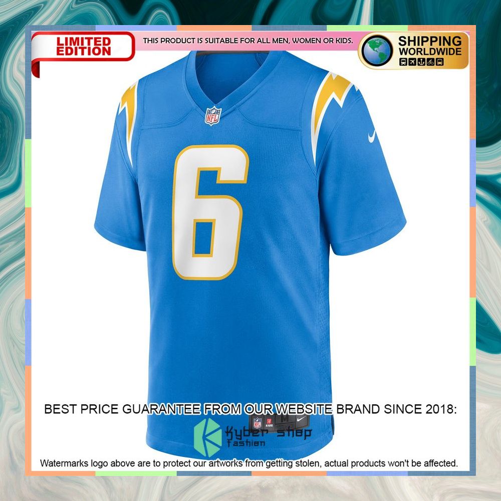 Dustin Hopkins Los Angeles Chargers Powder Blue Football Jersey 6 Dustin Hopkins Los Angeles Chargers Powder Blue Football Jersey word2