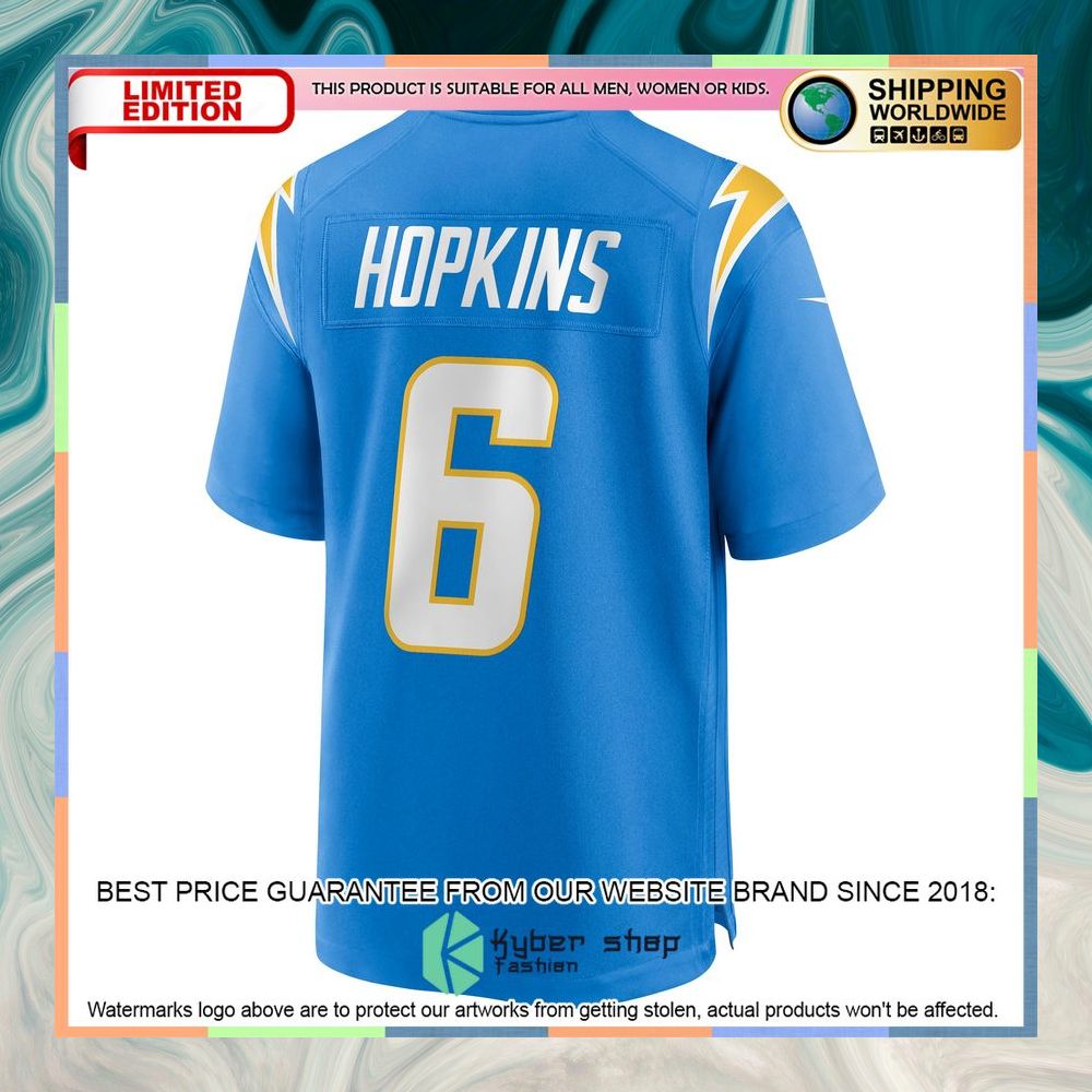Dustin Hopkins Los Angeles Chargers Powder Blue Football Jersey 7 Dustin Hopkins Los Angeles Chargers Powder Blue Football Jersey word2