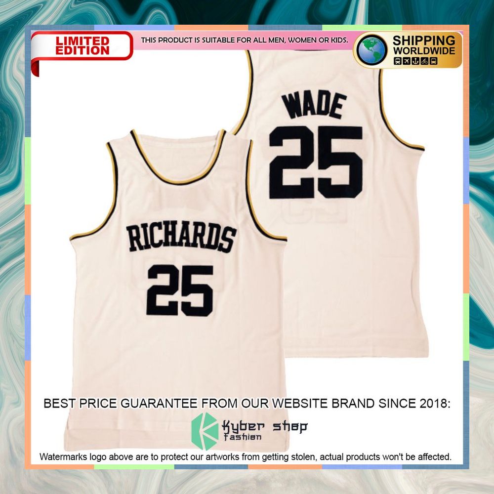 Dwyane Wade Richards High School white Basketball Jersey 4 Dwyane Wade Richards High School white Basketball Jersey word2