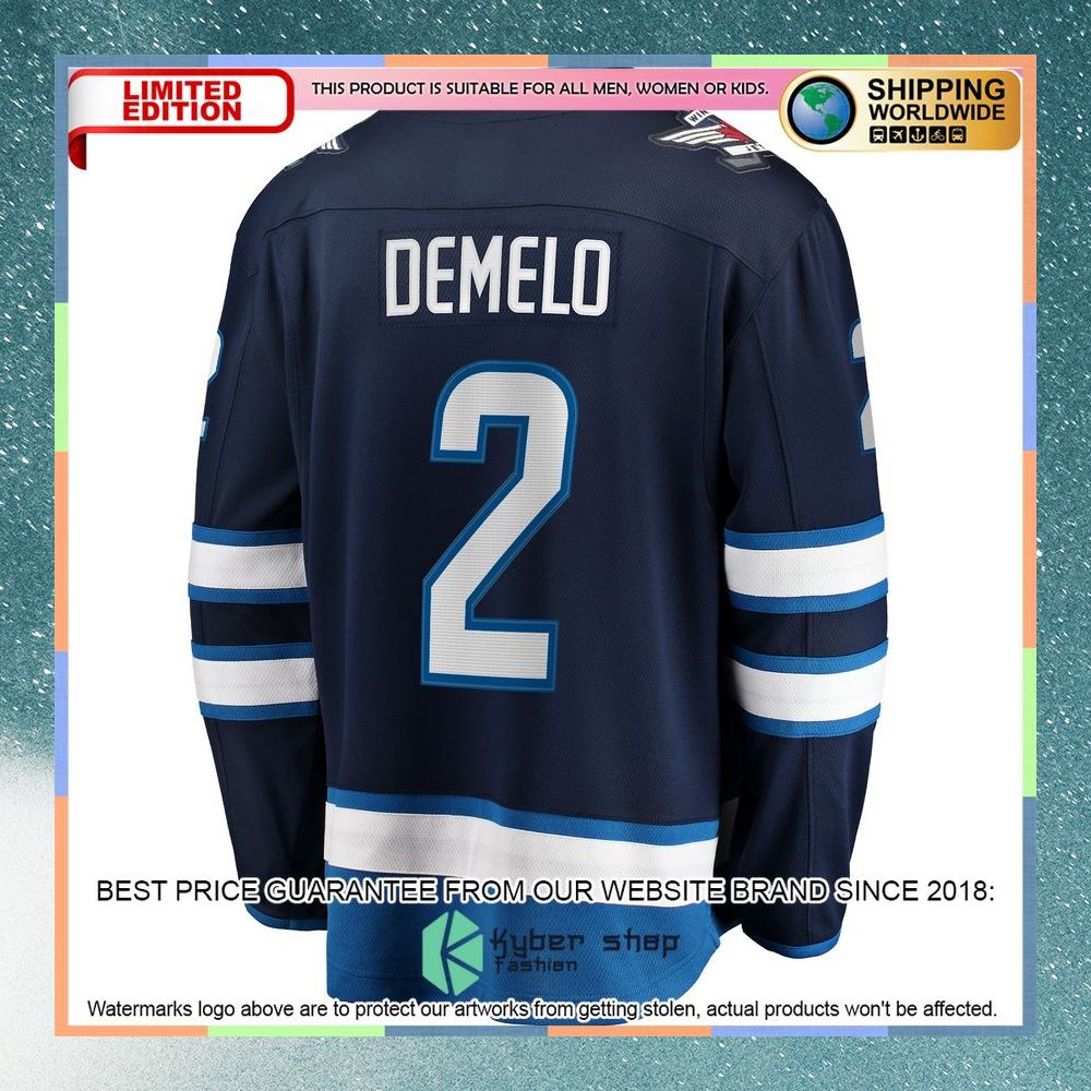 Dylan DeMelo Winnipeg Jets Navy Hockey Jersey 7 Dylan DeMelo Winnipeg Jets Navy Hockey Jersey word1