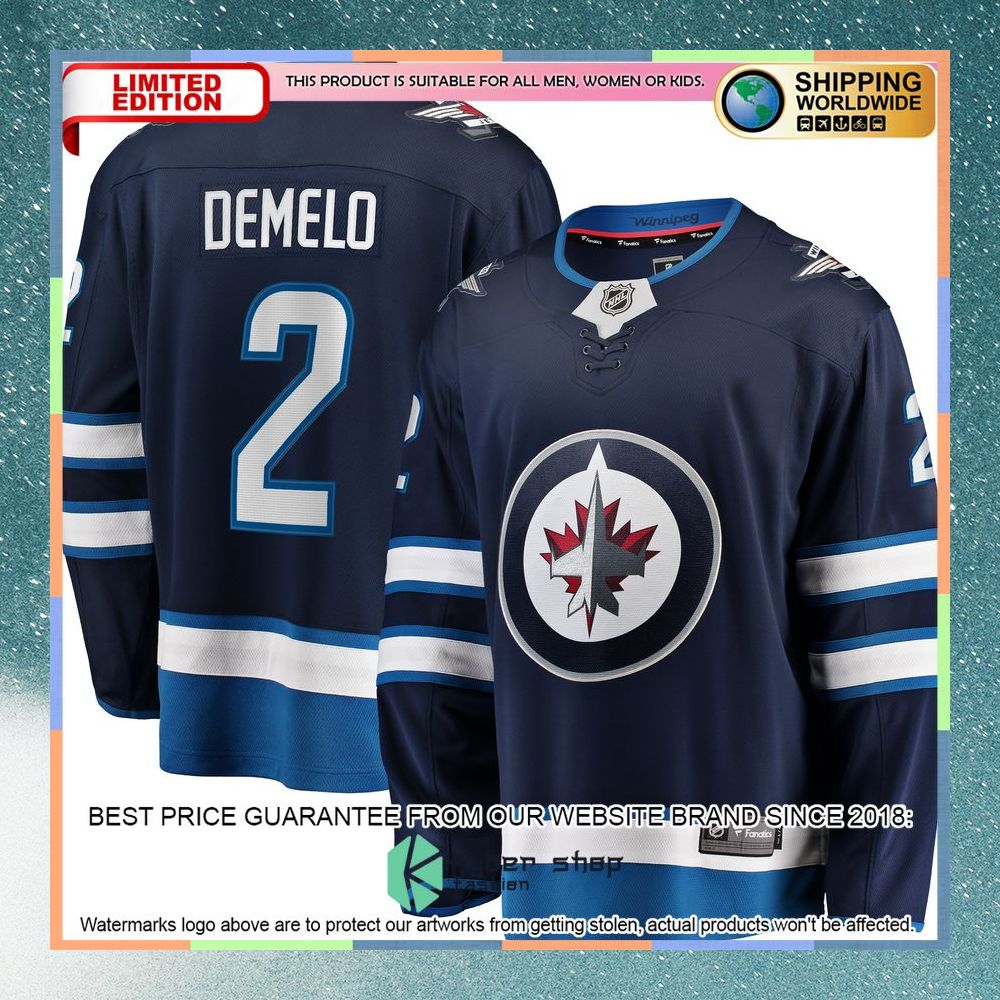 Dylan DeMelo Winnipeg Jets Navy Hockey Jersey 8 Dylan DeMelo Winnipeg Jets Navy Hockey Jersey word1