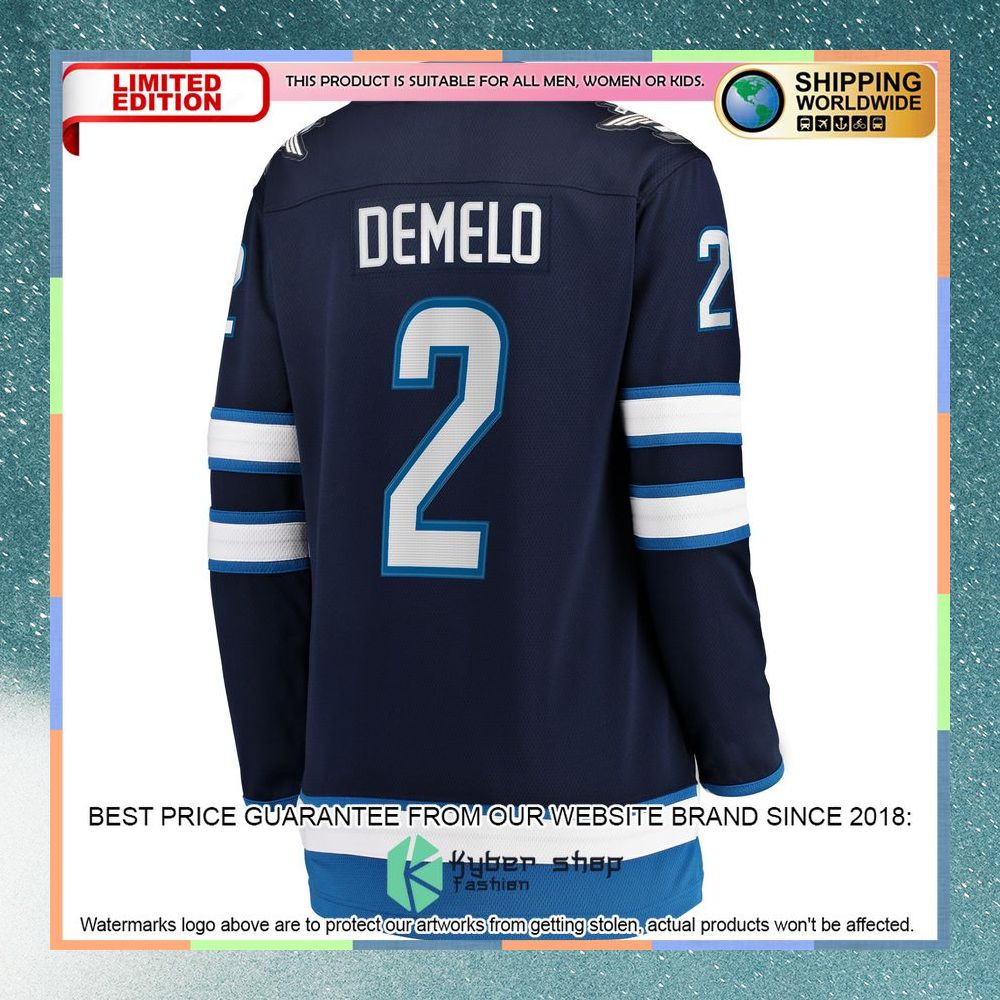 Dylan DeMelo Winnipeg Jets Women's Navy Hockey Jersey 7 Dylan DeMelo Winnipeg Jets Women's Navy Hockey Jersey word1