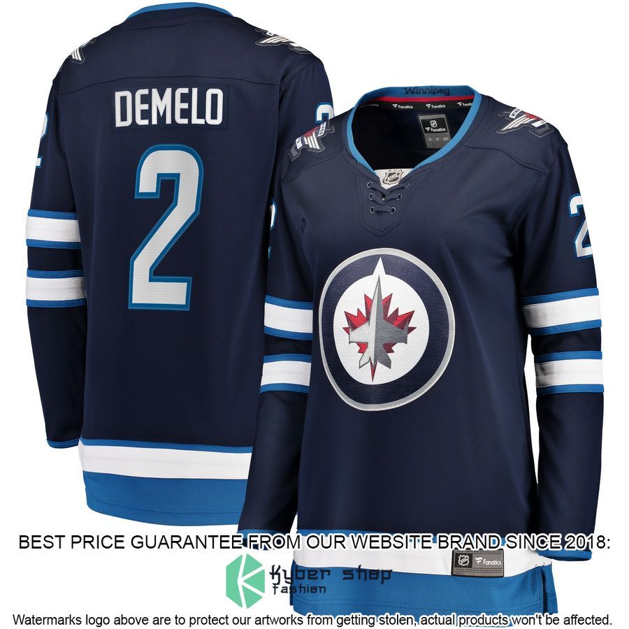 Dylan DeMelo Winnipeg Jets Women's Navy Hockey Jersey 4 Dylan DeMelo Winnipeg Jets Women's Navy Hockey Jersey word1