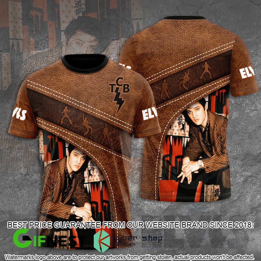 Elvis Presley TCB leather patern 3D Hoodie, T-shirt