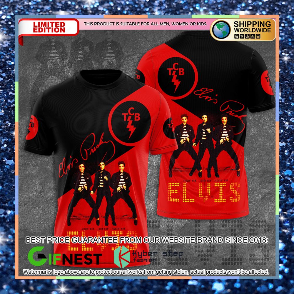 Elvis Presley TCB Red 3D Hoodie, T-shirt 3 Elvis Presley TCB Red 3D Hoodie, T-shirt word2