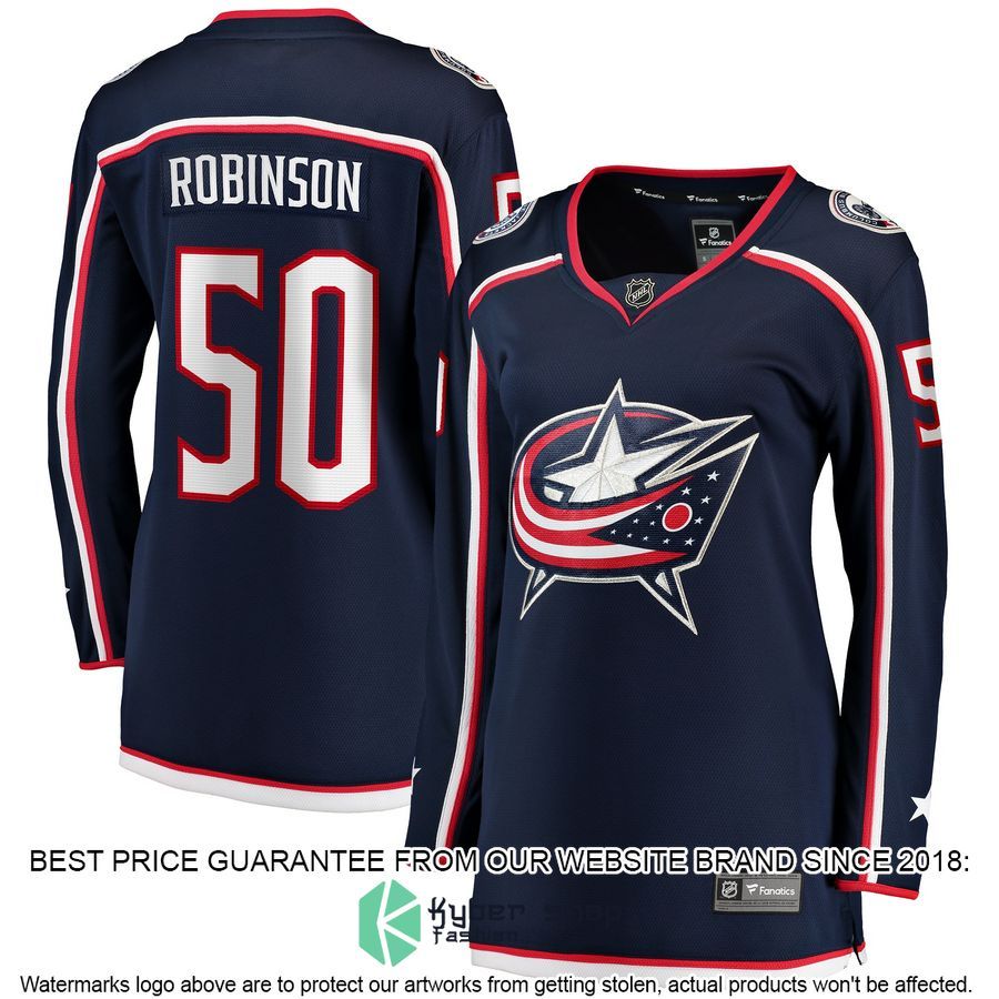 Eric Robinson Columbus Blue Jackets Women's Navy Hockey Jersey