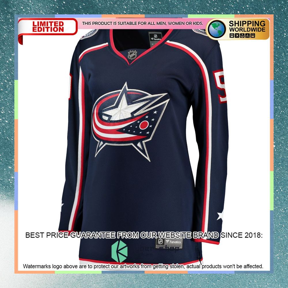 Eric Robinson Columbus Blue Jackets Women's Navy Hockey Jersey 6 Eric Robinson Columbus Blue Jackets Women's Navy Hockey Jersey word1