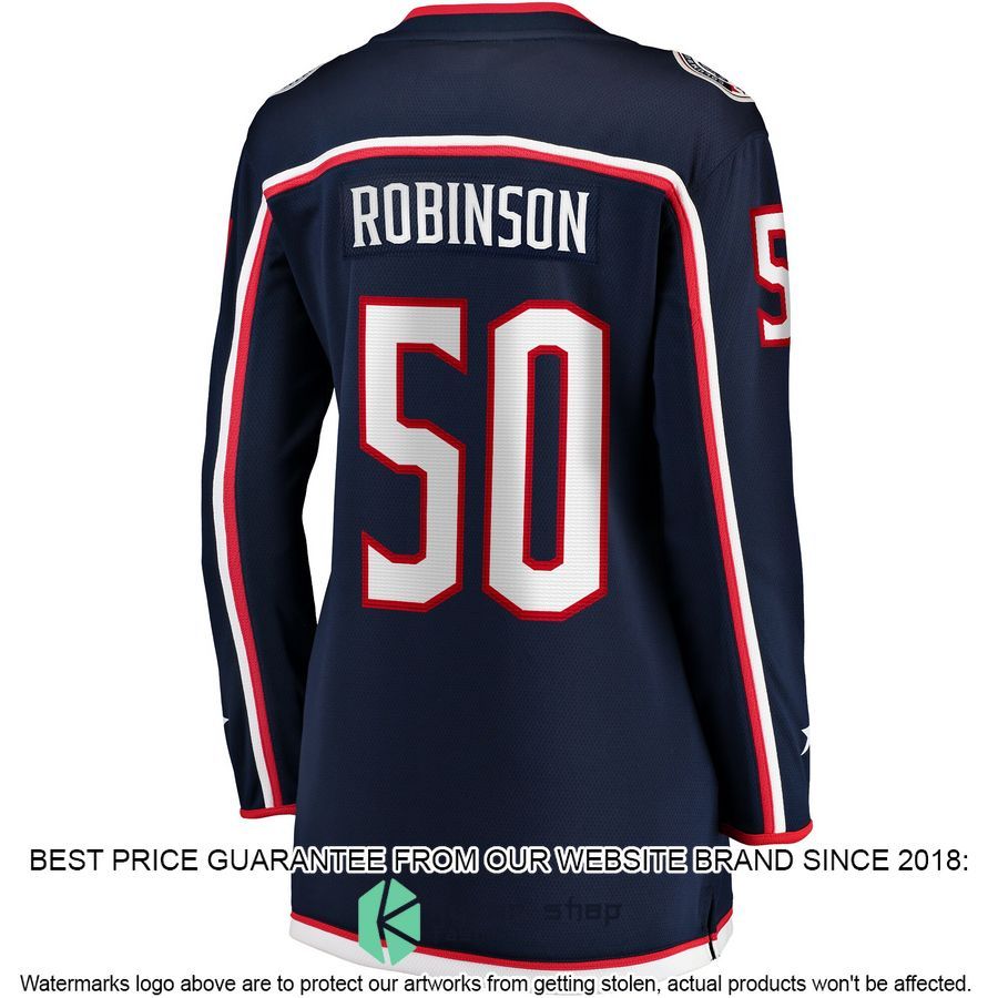 Eric Robinson Columbus Blue Jackets Women's Navy Hockey Jersey 3 Eric Robinson Columbus Blue Jackets Women's Navy Hockey Jersey word1