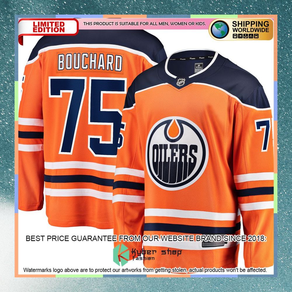 Evan Bouchard Edmonton Oilers Orange Hockey Jersey 5 Evan Bouchard Edmonton Oilers Orange Hockey Jersey word1