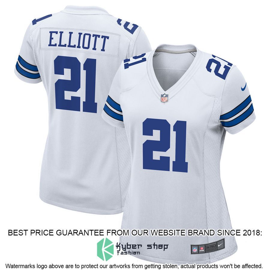 Ezekiel Elliott Dallas Cowboys Women's Team White Football Jersey