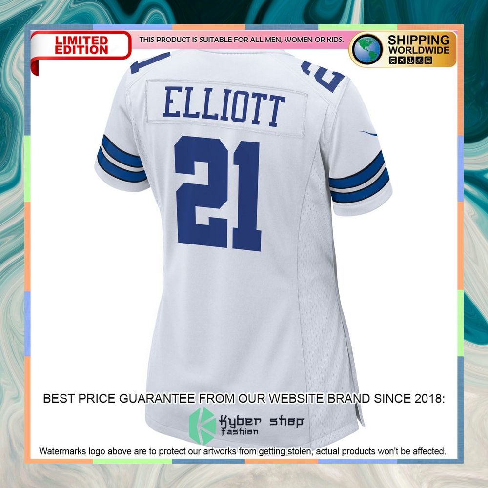 Ezekiel Elliott Dallas Cowboys Women's Team White Football Jersey 8 Ezekiel Elliott Dallas Cowboys Women's Team White Football Jersey word1