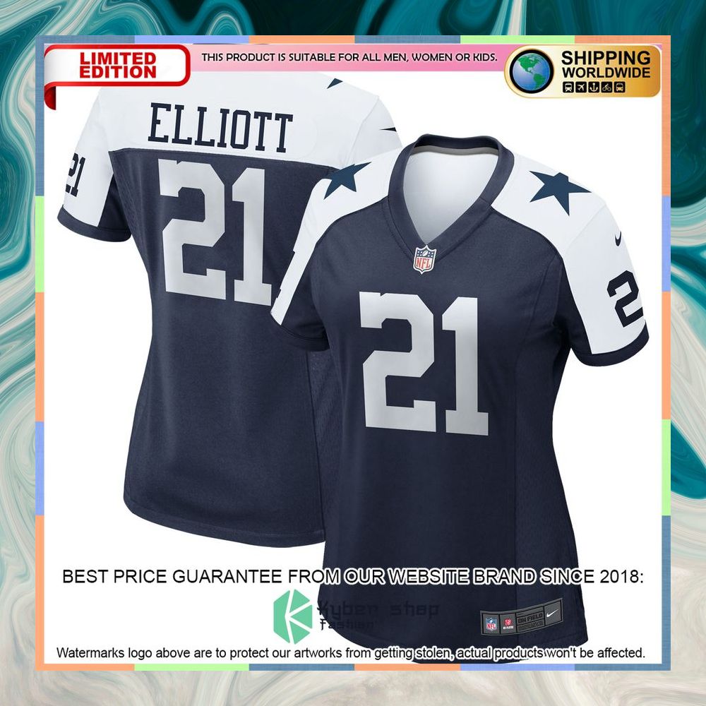 Ezekiel Elliott Dallas Cowboys Women's Team White Football Jersey 10 Ezekiel Elliott Dallas Cowboys Women's Team White Football Jersey word1