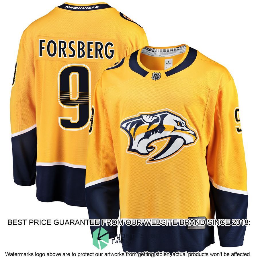 Filip Forsberg Nashville Predators Breakaway Gold Hockey Jersey