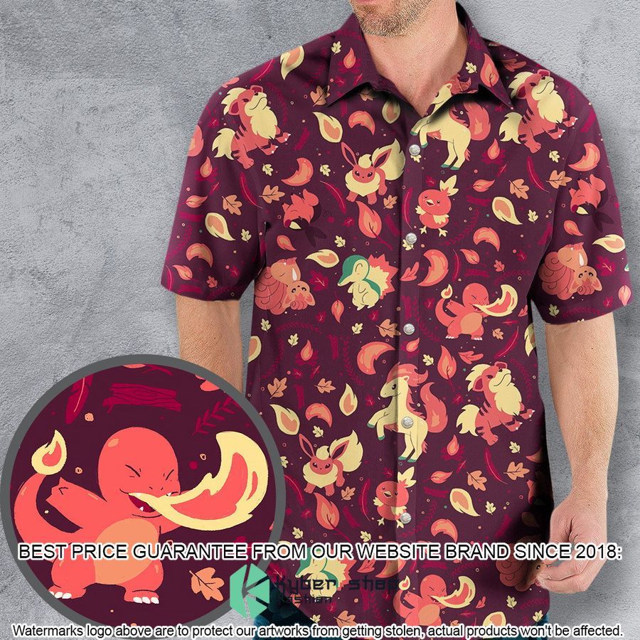 Fire Pokemon Pattern Hawaiian Shirt
