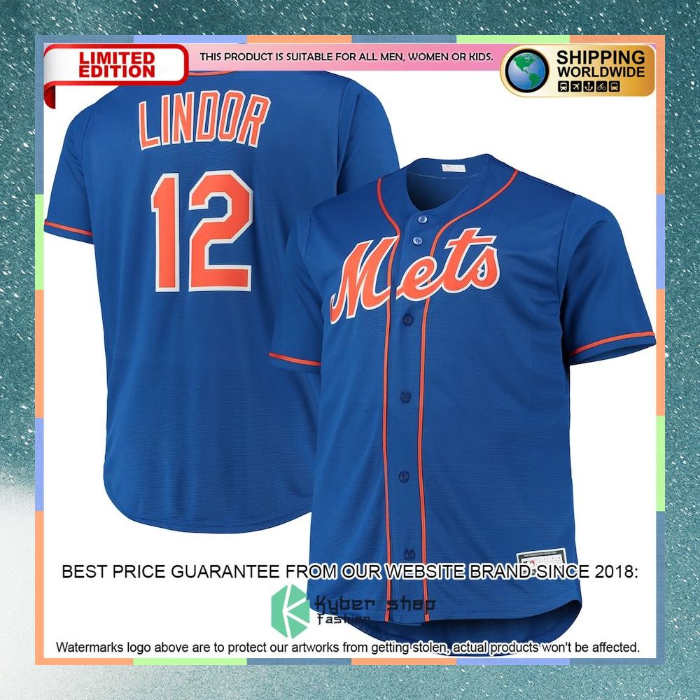 Francisco Lindor New York Mets Big And Tall Player Royal Baseball Jersey 4 Francisco Lindor New York Mets Big And Tall Player Royal Baseball Jersey word1