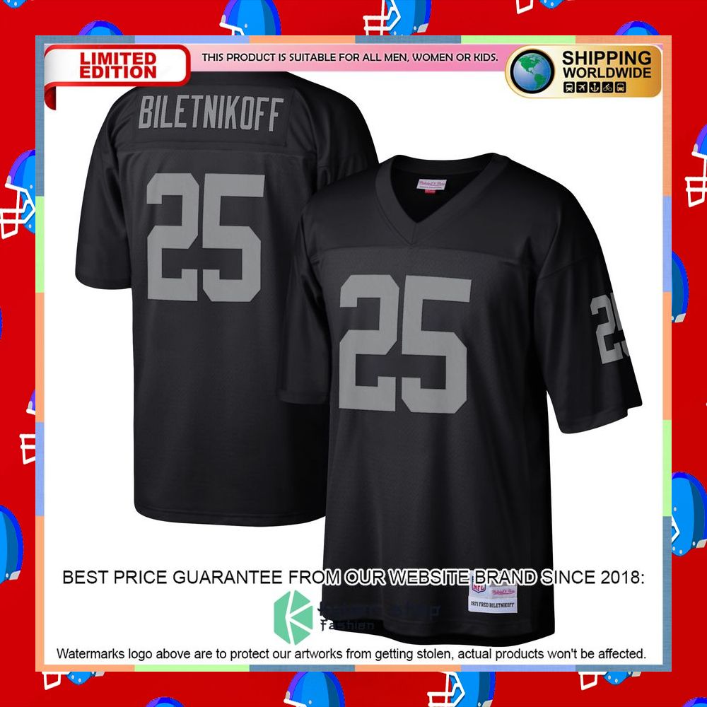 Fred Biletnikoff Las Vegas Raiders Mitchell & Ness Legacy Replica Black Football Jersey 8 Fred Biletnikoff Las Vegas Raiders Mitchell & Ness Legacy Replica Black Football Jersey word3
