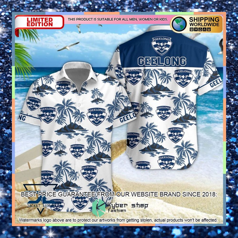 Geelong Football Club Hawaiian Shirt, Shorts 3 Geelong Football Club Hawaiian Shirt, Shorts word1