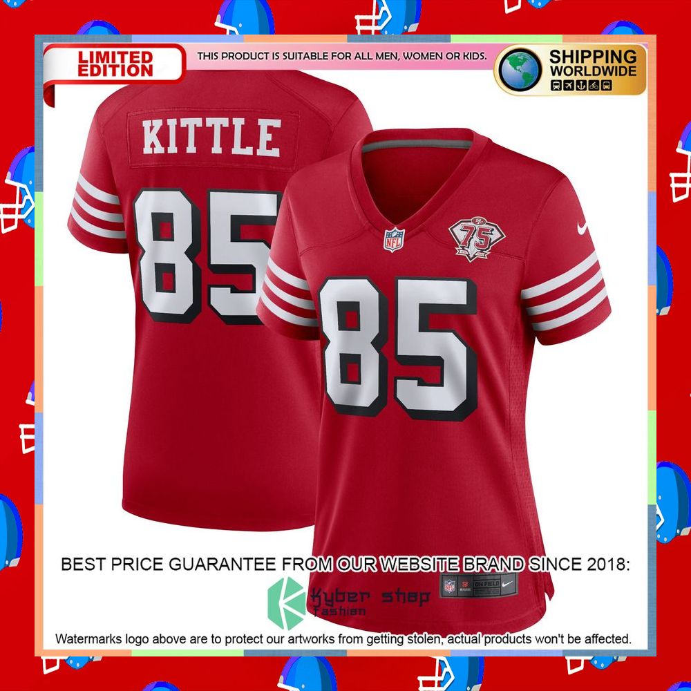 George Kittle San Francisco 49ers Women's 75th Anniversary Alternate Scarlet Football Jersey 8 George Kittle San Francisco 49ers Women's 75th Anniversary Alternate Scarlet Football Jersey word2