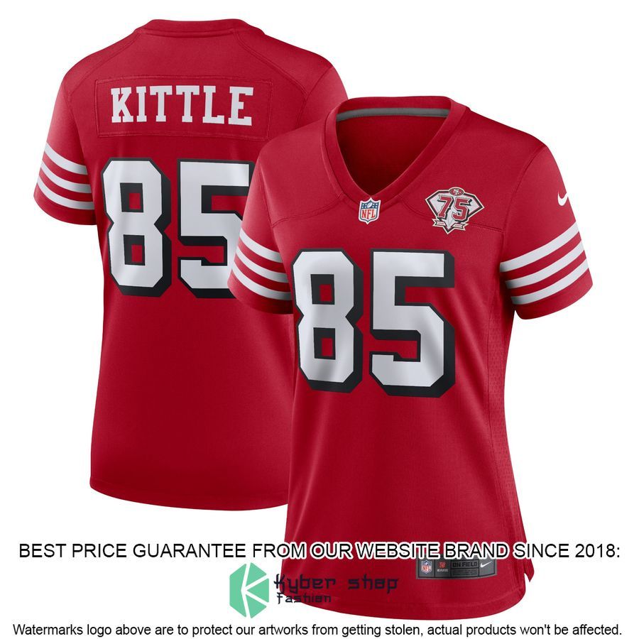 George Kittle San Francisco 49ers Women's 75th Anniversary Alternate Scarlet Football Jersey 5 George Kittle San Francisco 49ers Women's 75th Anniversary Alternate Scarlet Football Jersey word2