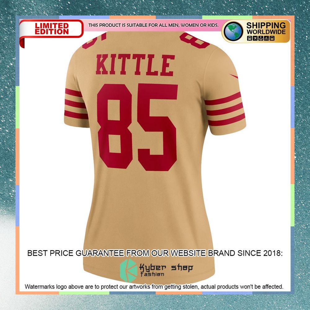 George Kittle San Francisco 49ers Women's Team Inverted Legend Gold Football Jersey 7 George Kittle San Francisco 49ers Women's Team Inverted Legend Gold Football Jersey word1