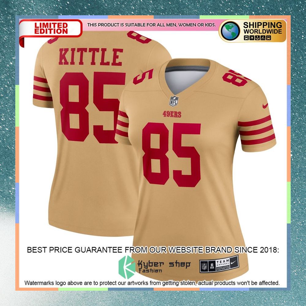 George Kittle San Francisco 49ers Women's Team Inverted Legend Gold Football Jersey 8 George Kittle San Francisco 49ers Women's Team Inverted Legend Gold Football Jersey word1