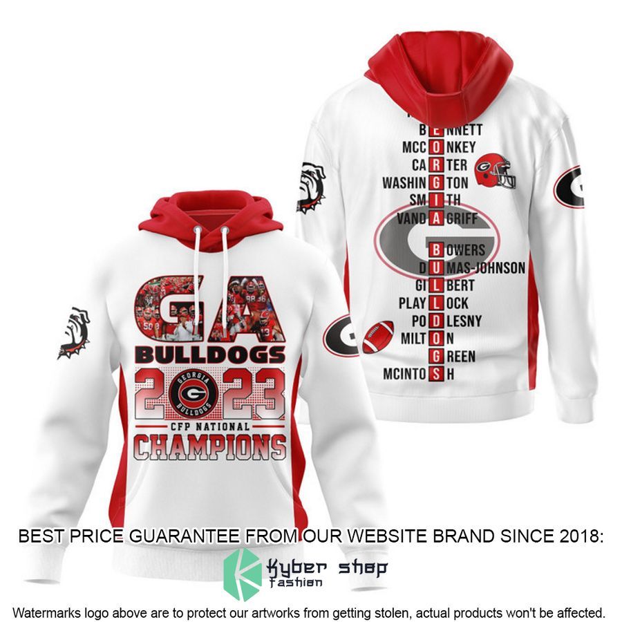 Georgia Bulldogs 2023 Champions White 3D Hoodie, Shirt