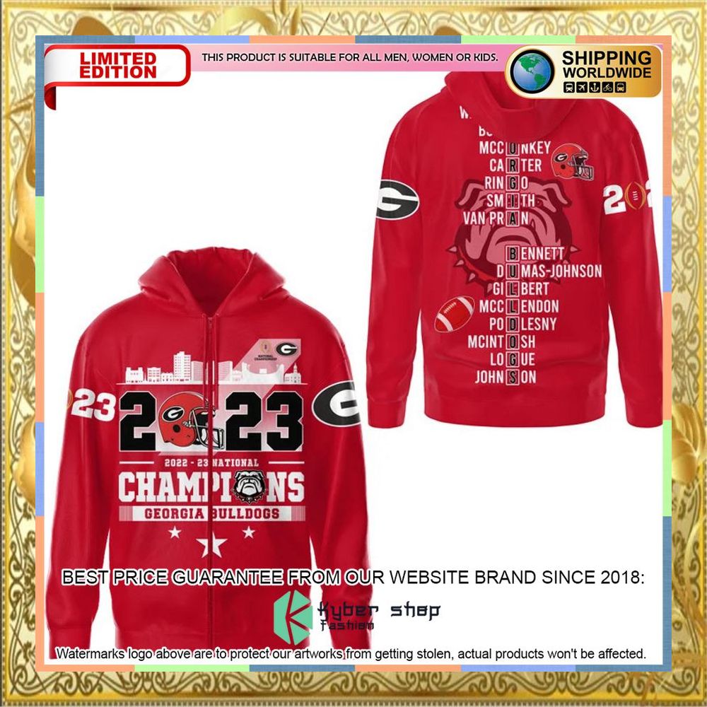 Georgia Bulldogs 2023 National Champions Red 3D Hoodie, Shirt 6 Georgia Bulldogs 2023 National Champions Red 3D Hoodie, Shirt word2