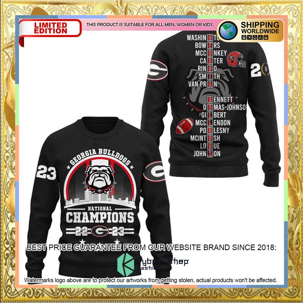 Georgia Bulldogs Circle Logo 2023 Champions Black 3D Hoodie, Shirt 7 Georgia Bulldogs Circle Logo 2023 Champions Black 3D Hoodie, Shirt word2