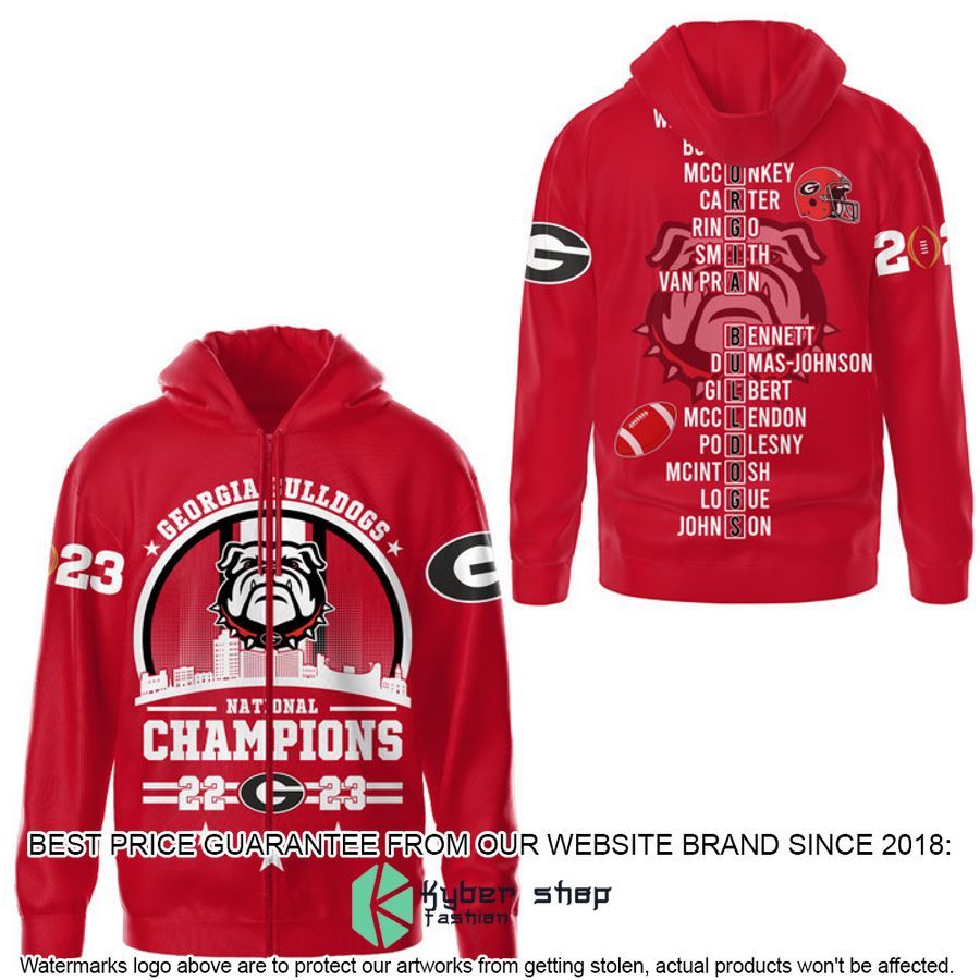 Georgia Bulldogs Circle Logo 2023 Champions Red 3D Hoodie, Shirt