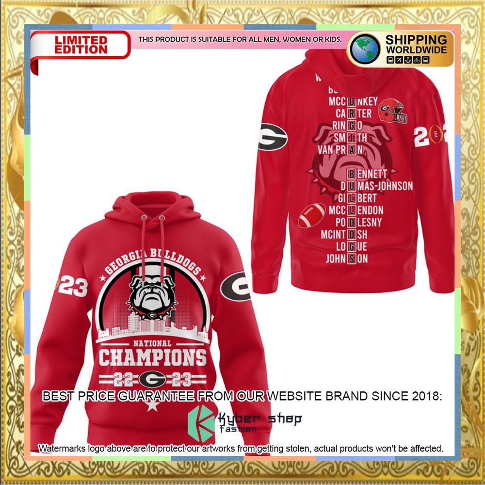 Georgia Bulldogs Circle Logo 2023 Champions Red 3D Hoodie, Shirt 6 Georgia Bulldogs Circle Logo 2023 Champions Red 3D Hoodie, Shirt word3