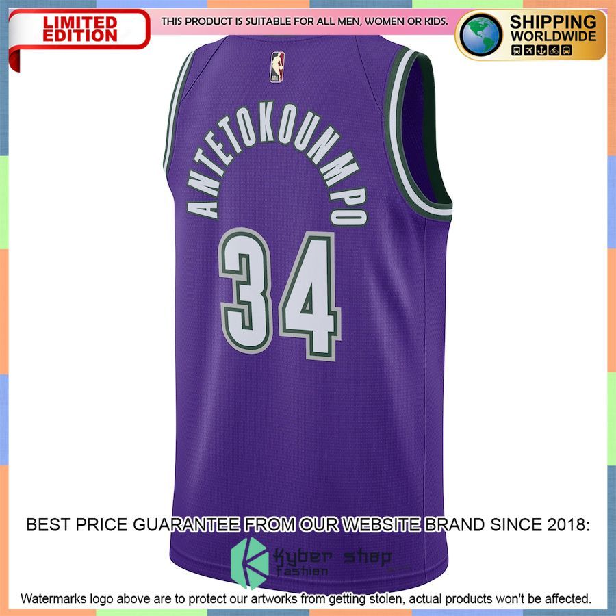 Giannis Antetokounmpo Milwaukee Bucks Nike 2022-23 Purple Basketball Jersey 3 Giannis Antetokounmpo Milwaukee Bucks Nike 2022-23 Purple Basketball Jersey word2