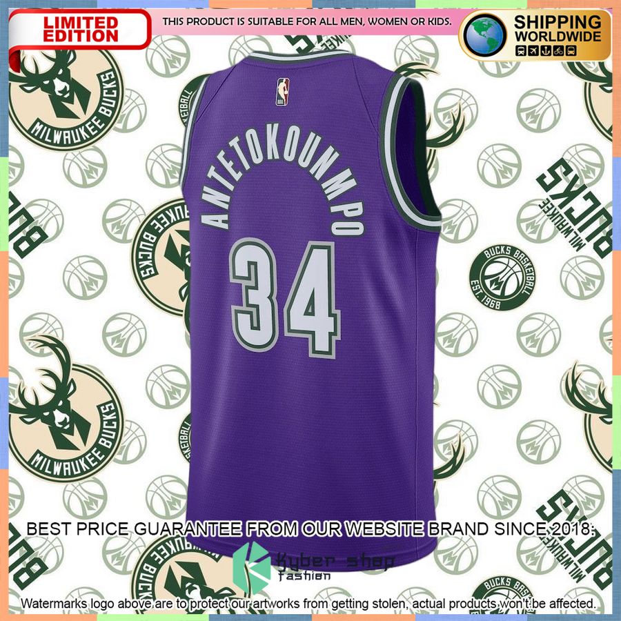 Giannis Antetokounmpo Milwaukee Bucks Nike 2022-23 Purple Basketball Jersey 6 Giannis Antetokounmpo Milwaukee Bucks Nike 2022-23 Purple Basketball Jersey word2