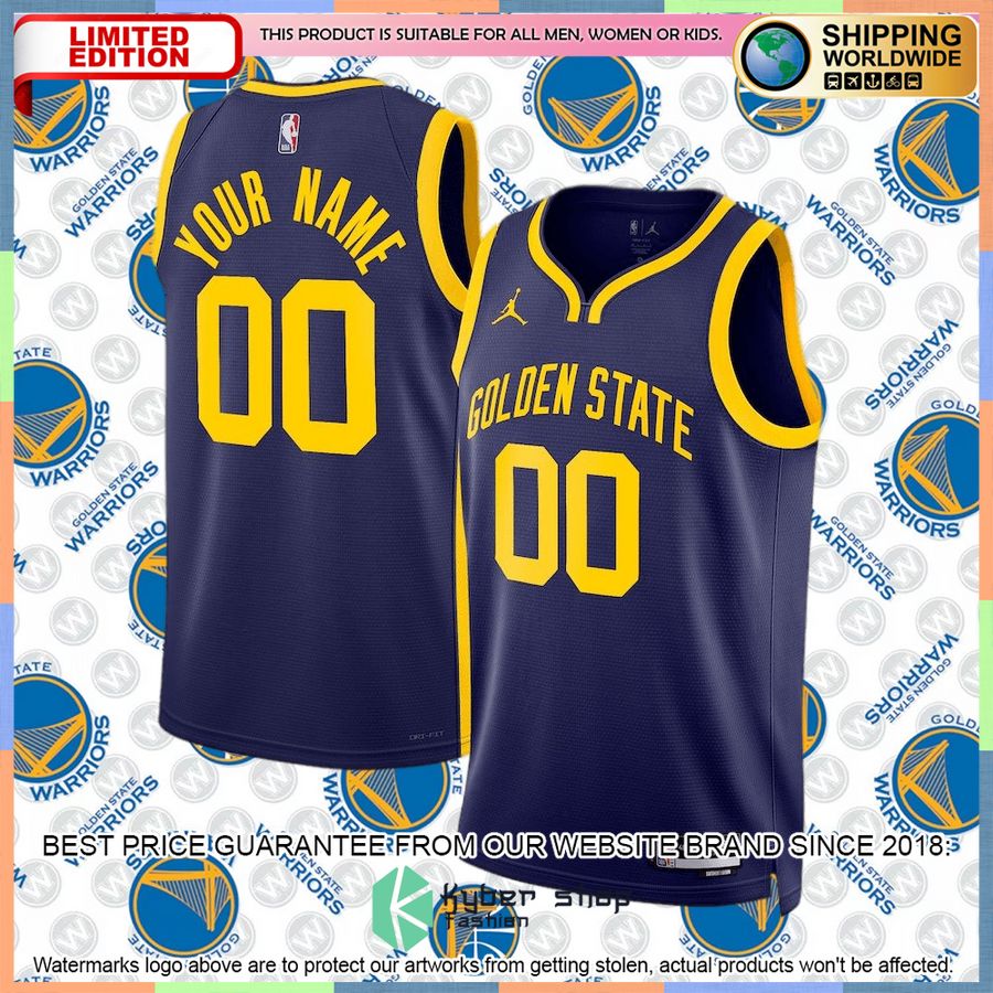 Golden State Warriors Jordan Brand 2022-23 Custom Blue Basketball Jersey 4 Golden State Warriors Jordan Brand 2022-23 Custom Blue Basketball Jersey word3