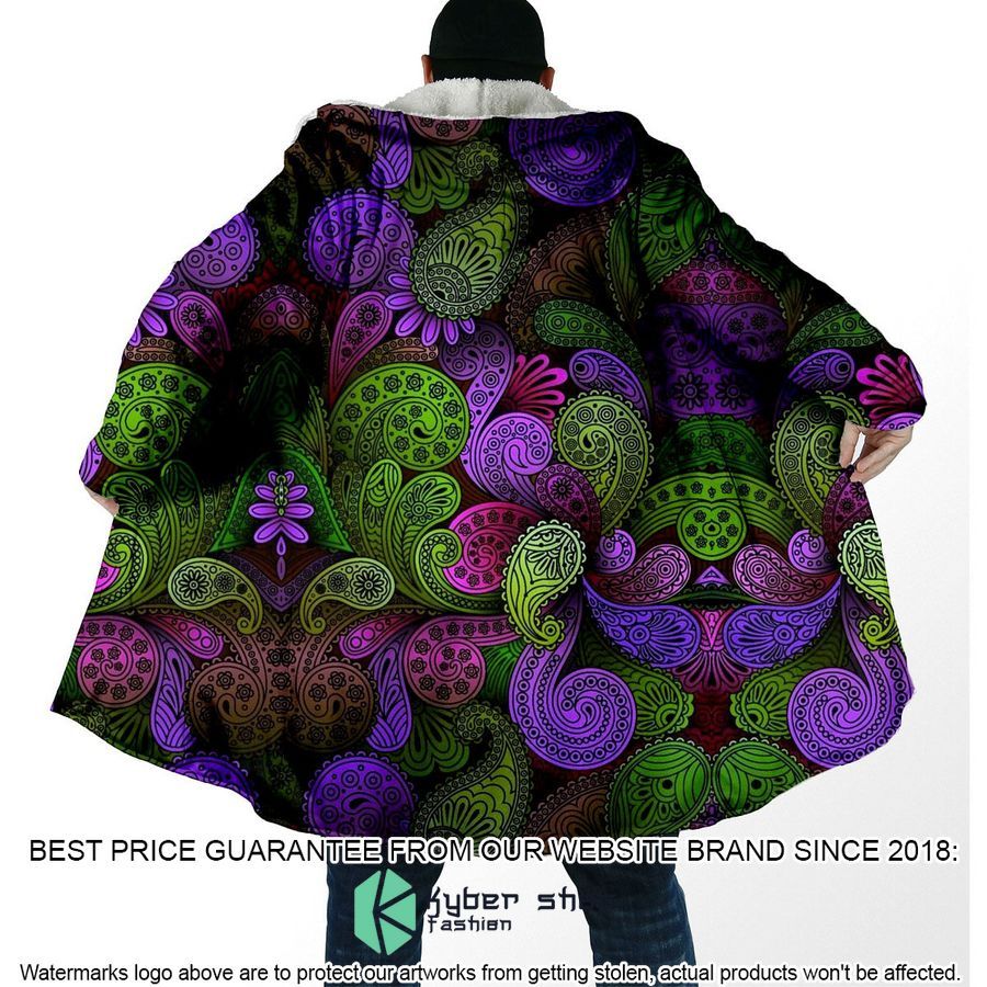 Green & Purple Paisley Hooded Cloak word1