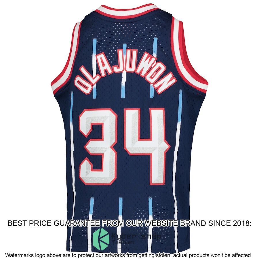 Hakeem Olajuwon Houston Rockets Mitchell & Ness Youth 1996-97 Hardwood Classics Navy Basketball Jersey 3 Hakeem Olajuwon Houston Rockets Mitchell & Ness Youth 1996-97 Hardwood Classics Navy Basketball Jersey word2