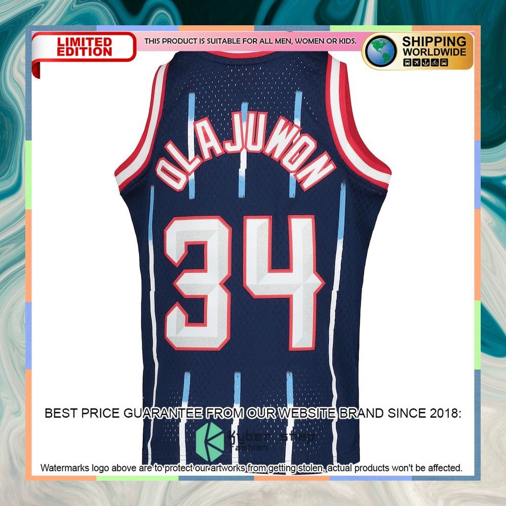 Hakeem Olajuwon Houston Rockets Mitchell & Ness Youth 1996-97 Hardwood Classics Navy Basketball Jersey 6 Hakeem Olajuwon Houston Rockets Mitchell & Ness Youth 1996-97 Hardwood Classics Navy Basketball Jersey word2