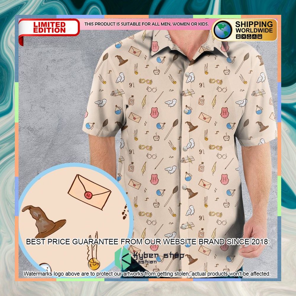 Harry Potter Magic Items Pattern Hawaiian Shirt 6 Harry Potter Magic Items Pattern Hawaiian Shirt word2