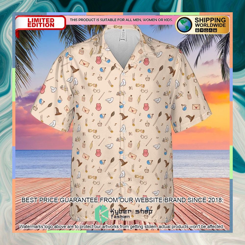 Harry Potter Magic Items Pattern Hawaiian Shirt 7 Harry Potter Magic Items Pattern Hawaiian Shirt word2