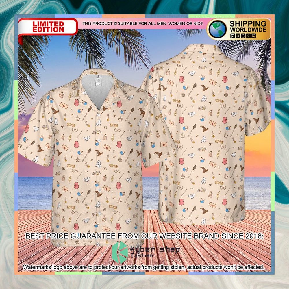 Harry Potter Magic Items Pattern Hawaiian Shirt 9 Harry Potter Magic Items Pattern Hawaiian Shirt word2
