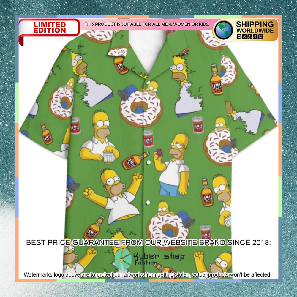 Homer Simpsons green Hawaiian shirt word2