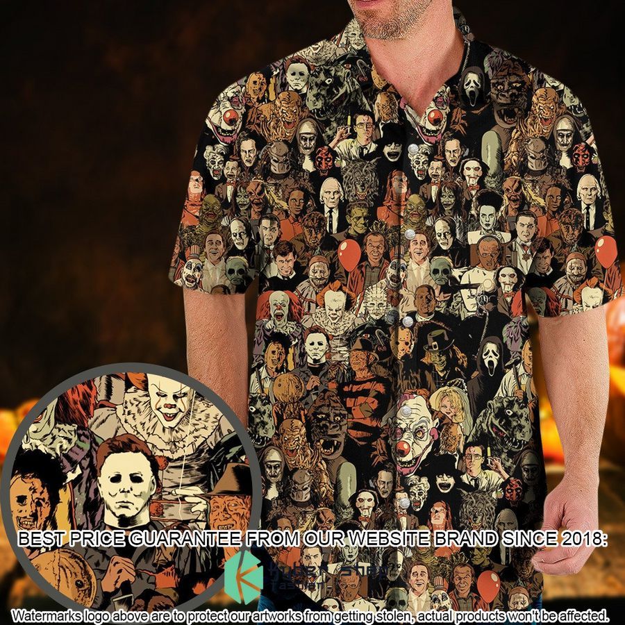 Horror Movie Characters Halloween Pattern Hawaiian Shirt