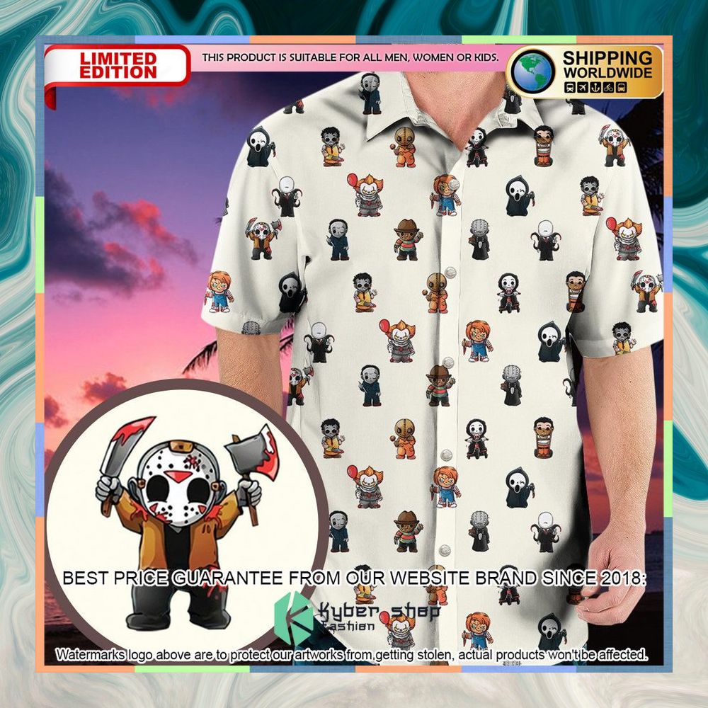 Horror Movies Characters Pattern Hawaiian Shirt 5 Horror Movies Characters Pattern Hawaiian Shirt word3