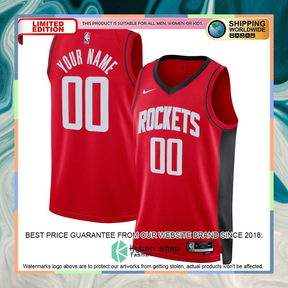 Houston Rockets Nike Unisex 2022-23 Custom Red Basketball Jersey 4 Houston Rockets Nike Unisex 2022-23 Custom Red Basketball Jersey word1