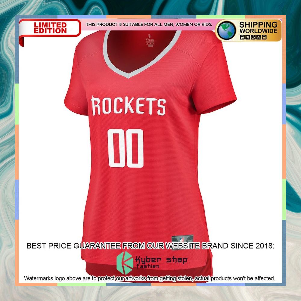 Houston Rockets Women's Custom Red Basketball Jersey 5 Houston Rockets Women's Custom Red Basketball Jersey word1