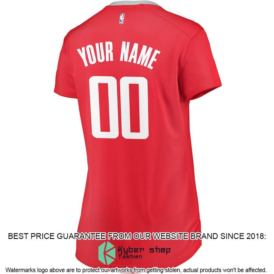 Houston Rockets Women's Custom Red Basketball Jersey 3 Houston Rockets Women's Custom Red Basketball Jersey word1