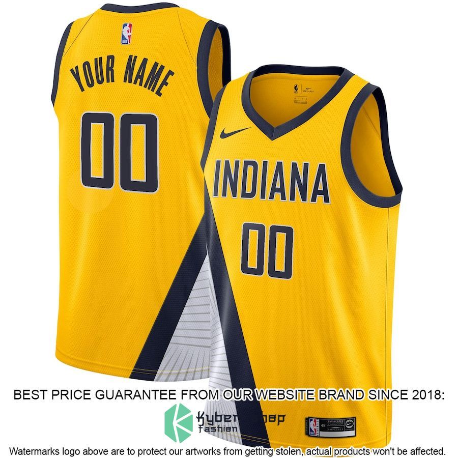 Indiana Pacers Nike 2019-20 Custom Yellow Basketball Jersey