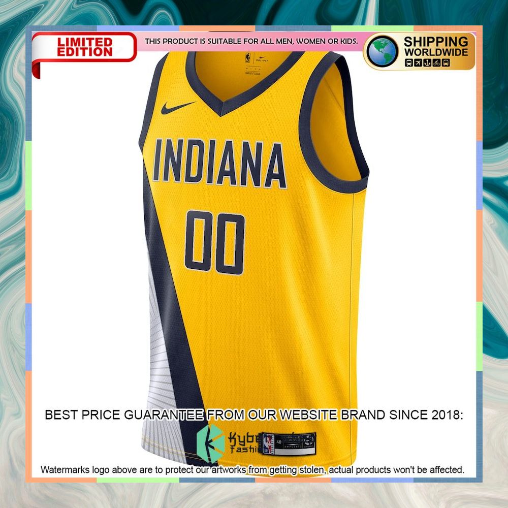 Indiana Pacers Nike 2019-20 Custom Yellow Basketball Jersey 5 Indiana Pacers Nike 2019-20 Custom Yellow Basketball Jersey word1