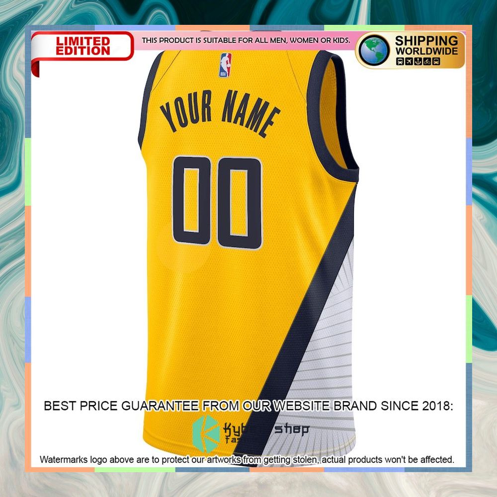 Indiana Pacers Nike 2019-20 Custom Yellow Basketball Jersey 6 Indiana Pacers Nike 2019-20 Custom Yellow Basketball Jersey word1
